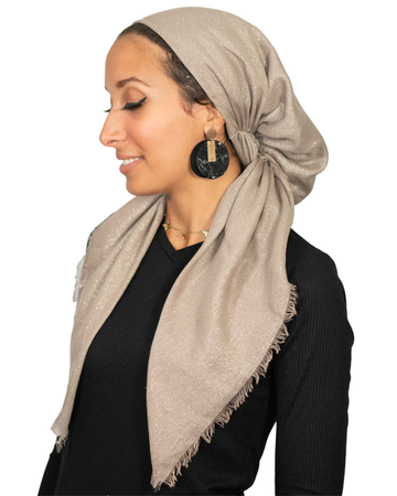 Tie Ur Knot Full Shimmer Taupe Adjustable Pre-Tied Bandanna with Full Grip myselflingerie.com